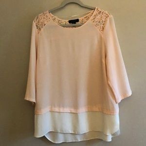 Pink and white layered blouse